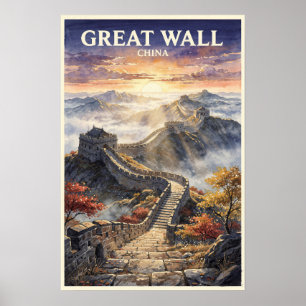 Poster Grande Muralha da China Viagem Vintage