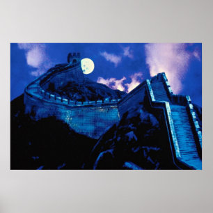 Póster Grande Muralha de China com lua