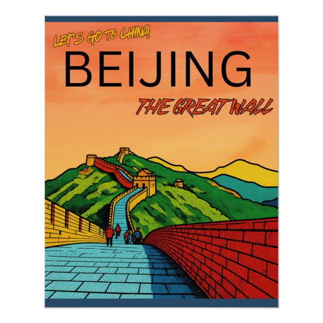 Póster Grande Muralha Pequim China viagem  (Frente)