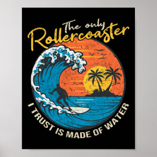 Poster Grande Onda de Surf Gráfico Design Oceano Para o S