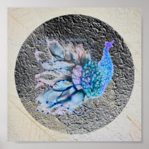 "Grande Pássaro Azul" 8" x 8"Enquadrado e Cortado