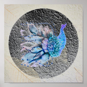 Poster "Grande Pássaro Azul" 8" x 8"Enquadrado e Cortado