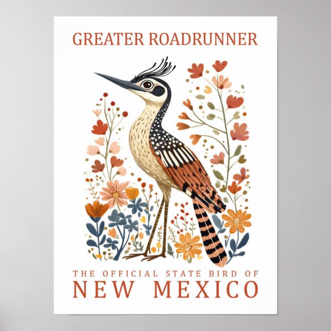 Poster Grande Pássaro Roadrunner do Novo México EUA (Frente)