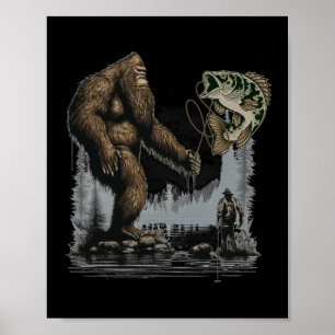 Poster Grande Pé de Pescaria Sasquatch Engraçado Peixe