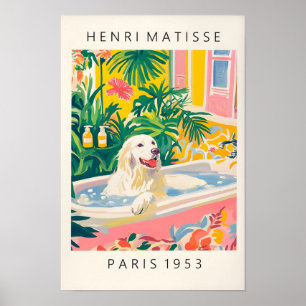 Poster Grande Pirenéus na Banheira, Arte de Matisse, Engr