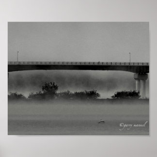Poster Grande Ponte Batchellerville Sacandaga na Névoa