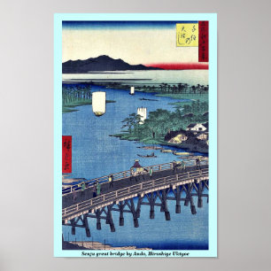 Póster Grande ponte de Senju por Ando, Hiroshige Ukiyoe