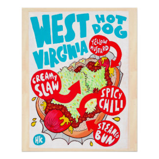 Póster Grande Poster do Cachorro Quente de West Virginia