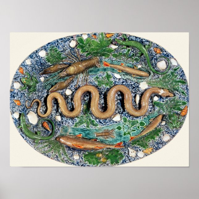 Póster Grande prato oval moldado em alivio (Frente)