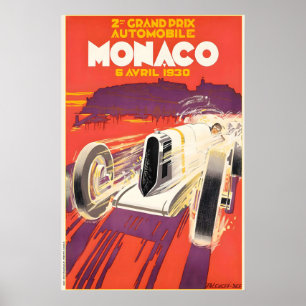 Poster Grande Prêmio de 1930 Corrida de Carros Mônaco Fra
