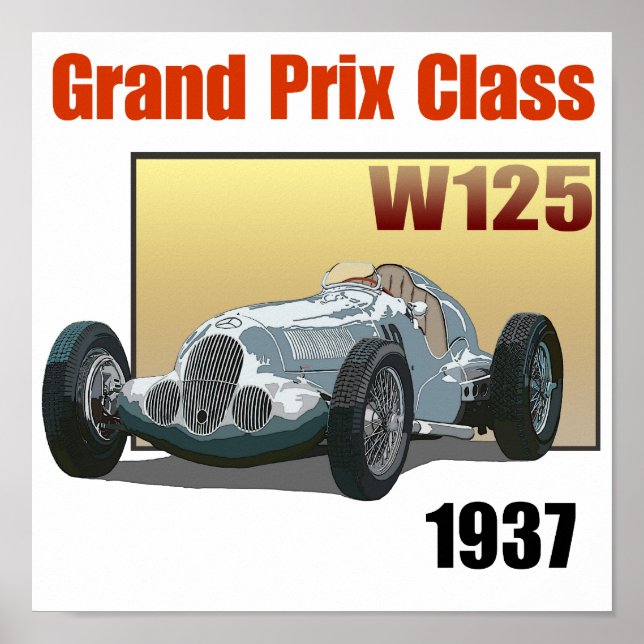 Póster Grande Prêmio de 1937 Classe W125 (Frente)
