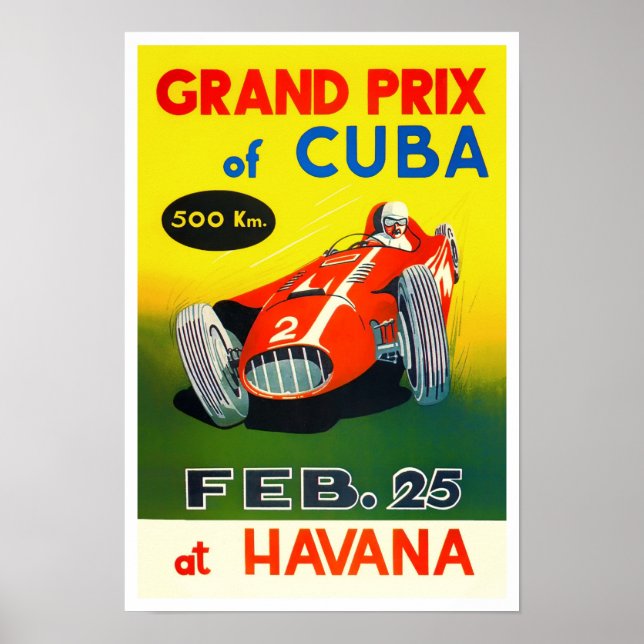 Poster Grande Prêmio de Havana Cuba de 1958 (Frente)