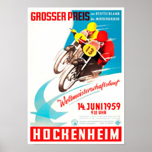 Poster Grande Prêmio dos Motociclos de Hockenheim de 1959