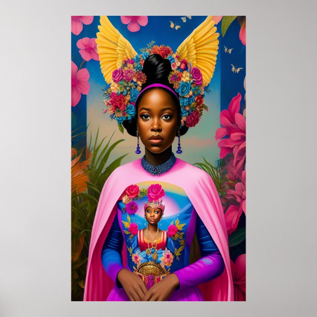 Poster Grande princesa africana com asas (Frente)