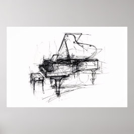 Poster Grande Retrato para Piano Elegante - Premium