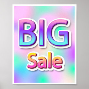Poster Grande Script de Venda Logotipo Holograma de Qu