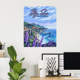 Poster Grande Sur California Coastline Retro Costa Oeste