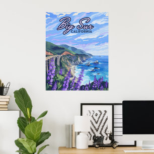 Poster Grande Sur California Coastline Retro Costa Oeste