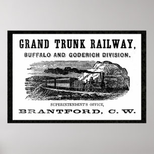 Póster Grande Tronco Linha Reemitir Vintage 36 x 24 Poste