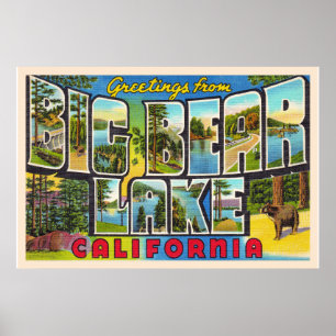 Poster Grande Urso Lago California CA Grande Carta Postal