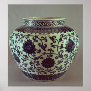 Póster Grande vaso azul e branco de Ming