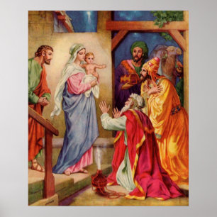 Póster Grande, visita da arte cristã do Natal de Wisemen