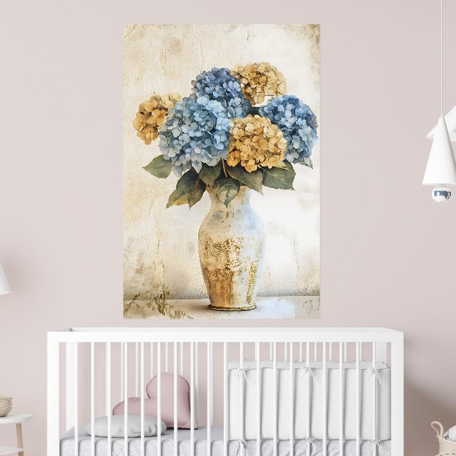 Poster Grandes Flores Azuis de Hortênsia (Berçário 2)