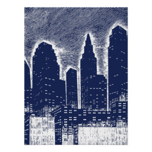 Póster Grandes Luzes Noturnas da Cidade panorama da cidad