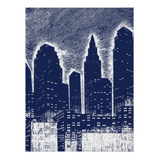 Póster Grandes Luzes Noturnas da Cidade panorama da cidad