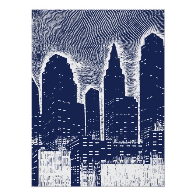 Póster Grandes Luzes Noturnas da Cidade panorama da cidad (Frente)