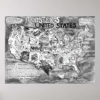 Poster Grandes monstros de 48 x 36" dos Estados Unidos