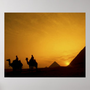 Poster Grandes Pirâmides de Gizé, Egito ao pôr do sol