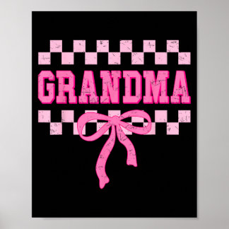 Poster Grandma Birthday Squad Matching Pink Bow Checkered