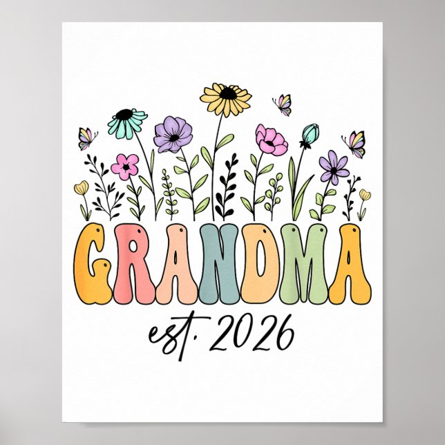 Poster Grandma Est. 2026 Wildflower Promoted To Grandma  (Frente)