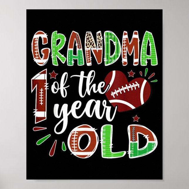 Poster Grandma Of The 1 Year Old Football 1st Birthday Bo (Frente)