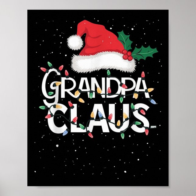 Poster Grandpa Claus Christmas Lights Pajama Family Match (Frente)
