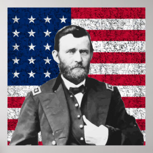 Póster Grant e a bandeira americana