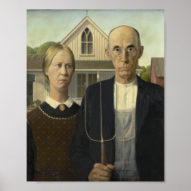 Poster Grant Wood - American Gothic (Frente)