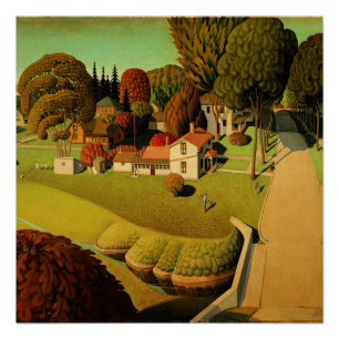 Póster Grant Wood - O Local de Nascimento de Herbert Hoov