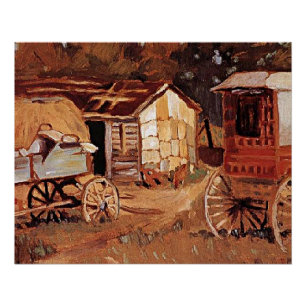 Póster Grant Wood - Os Comerciantes de Cavalos