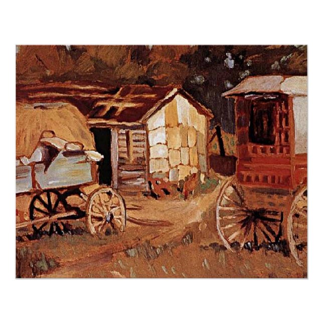 Póster Grant Wood - Os Comerciantes de Cavalos (Frente)