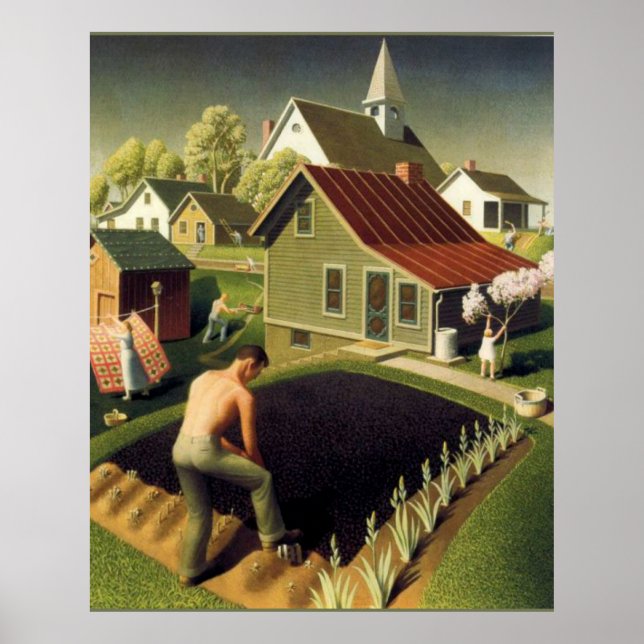 Poster Grant Wood - Primavera na Cidade (Frente)