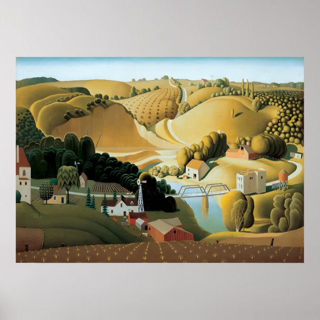 Poster Grant Wood - Stone City Iowa (Frente)