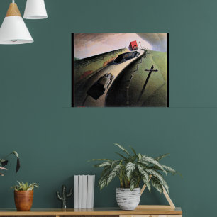 Poster Grant Wood trabalho de arte, Morte na Ridge Road,