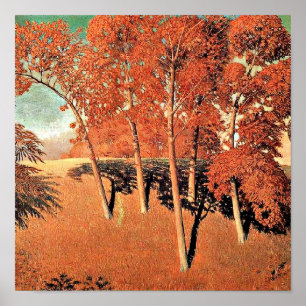 Poster Grant Wood trabalho de arte, Primavera Oak