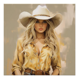 Póster Grãos de ouro: Arte de Muro de Cowgirl