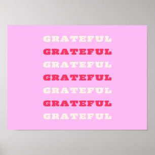 Poster Grata, Agradecida, Citação de Gratidão, Rosa, Féri