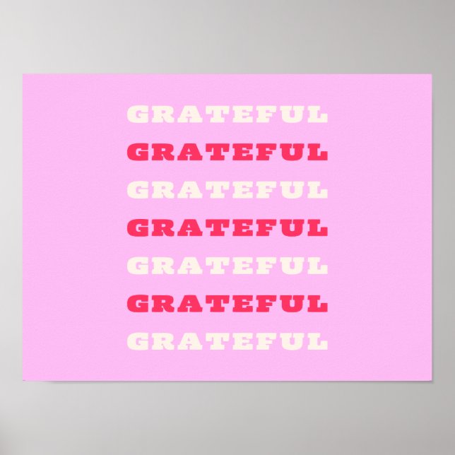 Poster Grata, Agradecida, Citação de Gratidão, Rosa, Féri (Frente)