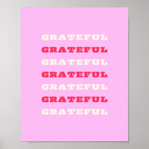 Poster Grata, Agradecida, Citação de Gratidão, Rosa, Féri