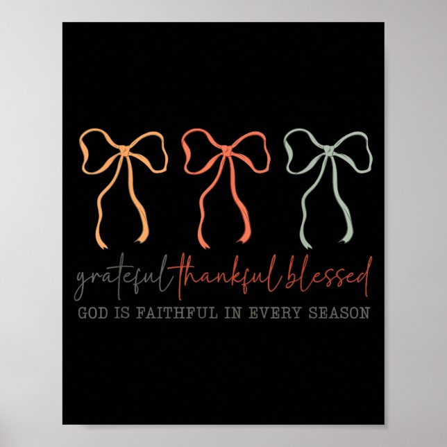 Poster Grateful Thankful Blessed God's Faithful Christian (Frente)